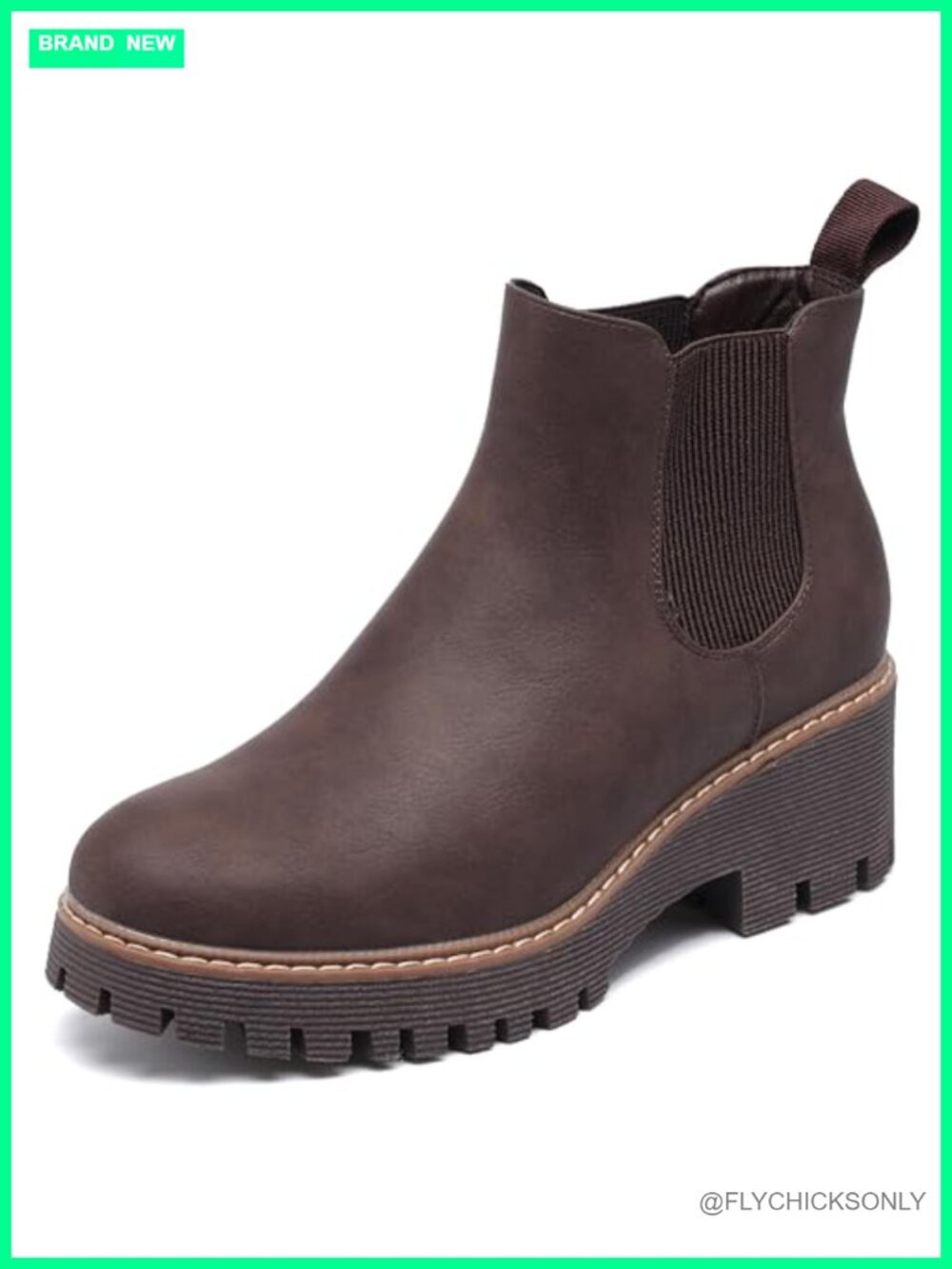 Women's Chunky Platform Chelsea Ankle Boots Low Wedge Heel Slip-On Suede Lug